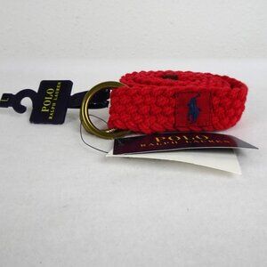 Polo Ralph Lauren Belt Men's Size L Red Webbed Adjustable O Ring Preppy